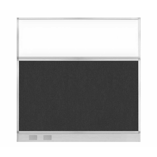 Versare Hush Panel Configurable Cubicle Partition 6' x 6' Black Fabric Clear Window w/ Cable Channel 1856331-2 - main
